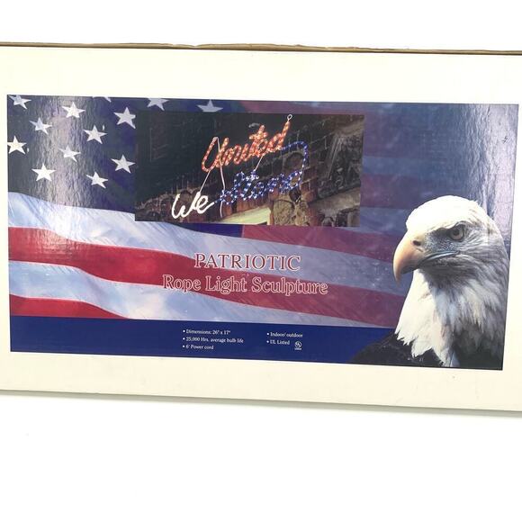 RARE! VTG 2002 Patriotic Rope Light Sculpture “United We Stand” New Open Box - Picture 8 of 13
